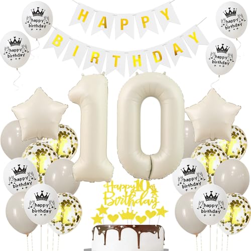 Luftballon 10 Jahr Geburtstag Creme, Deko 10 Geburtstag Mädchen Junge, 10. Geburtstagsdeko Beige Gold, Ballon 10 Deko Beige, Luftballons 10. Dekorationen Gold, 10. Ballon Mädchen Luftballon 10 Jahr Geburtstag Creme, Deko 10 Geburtstag Mädchen Junge, 10. Geburtstagsdeko Beige Gold, Ballon 10 Deko Beige, Luftballons 10. Dekorationen Gold, 10. Ballon Mädchen von Haosell
