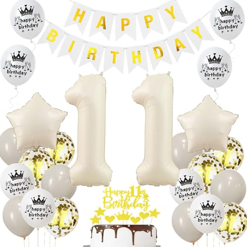 Luftballon 11. Geburtstag Creme - Deko für Mädchen und Jungen, Gold Beige Dekorationen, Ballons für Geburtstagsfeier Luftballon 11. Geburtstag Creme - Deko für Mädchen und Jungen, Gold Beige Dekorationen, Ballons für Geburtstagsfeier von Haosell