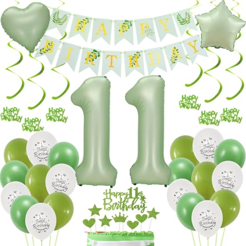 Luftballon 11 Salbeigrün, Geburtstag Dekoration Grün, Deko für 11. Geburtstag Mädchen und Junge, Tortendeko Grün Luftballon 11 Salbeigrün, Geburtstag Dekoration Grün, Deko für 11. Geburtstag Mädchen und Junge, Tortendeko Grün von Haosell