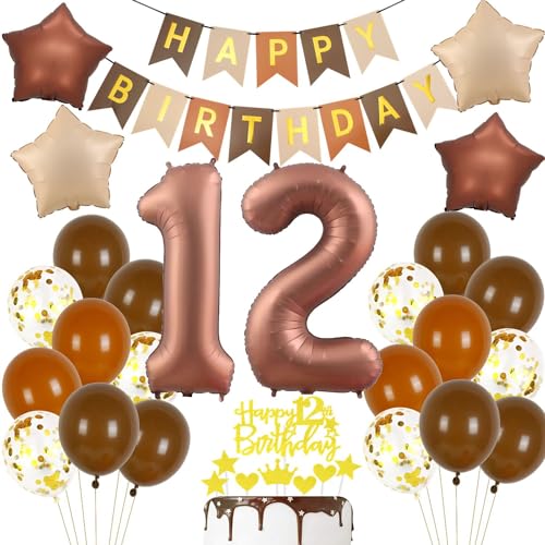 Luftballon 12. Geburtstag Braun, 12 Geburtstag Deko Retro Braune, 12 Jahre Dunkelbraun Partyballon, Deko 12 Geburtstag Boho, 12 Jahre Party Dekoration, 12 Geburtstagsdeko Mädchen Junge Braun Luftballon 12. Geburtstag Braun, 12 Geburtstag Deko Retro Braune, 12 Jahre Dunkelbraun Partyballon, Deko 12 Geburtstag Boho, 12 Jahre Party Dekoration, 12 Geburtstagsdeko Mädchen Junge Braun von Haosell