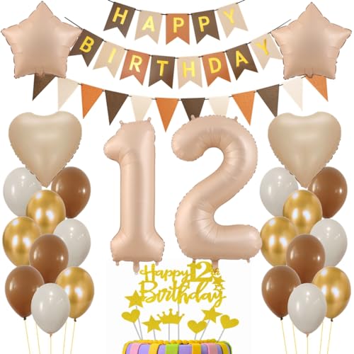 Luftballon 12. Geburtstag Deko,12 Jahr Beige Braun Luftballon, Geburtstagsdeko 12 Jahre Braun Beige, Ballon 12. Geburtstag, Luftballons Zahl 12 für Mädchen Junge, Tortendeko 12 Geburtstag Luftballon 12. Geburtstag Deko,12 Jahr Beige Braun Luftballon, Geburtstagsdeko 12 Jahre Braun Beige, Ballon 12. Geburtstag, Luftballons Zahl 12 für Mädchen Junge, Tortendeko 12 Geburtstag von Haosell