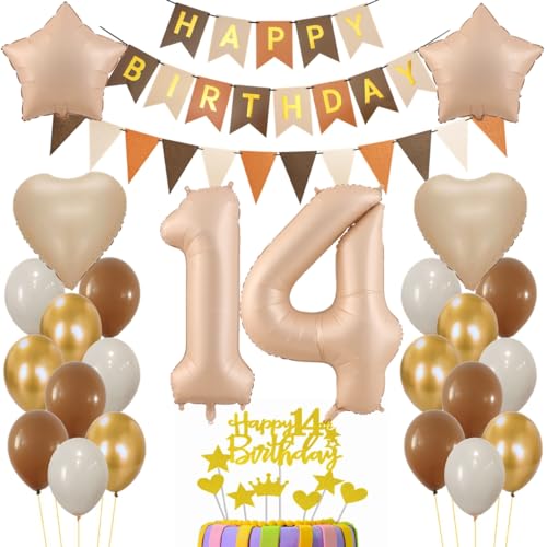 Luftballon 14. Geburtstag Deko,14 Jahr Beige Braun Luftballon, Geburtstagsdeko 14 Jahre Braun Beige, Ballon 14. Geburtstag, Luftballons Zahl 14 für Mädchen Junge, Tortendeko 14 Geburtstag Luftballon 14. Geburtstag Deko,14 Jahr Beige Braun Luftballon, Geburtstagsdeko 14 Jahre Braun Beige, Ballon 14. Geburtstag, Luftballons Zahl 14 für Mädchen Junge, Tortendeko 14 Geburtstag von Haosell
