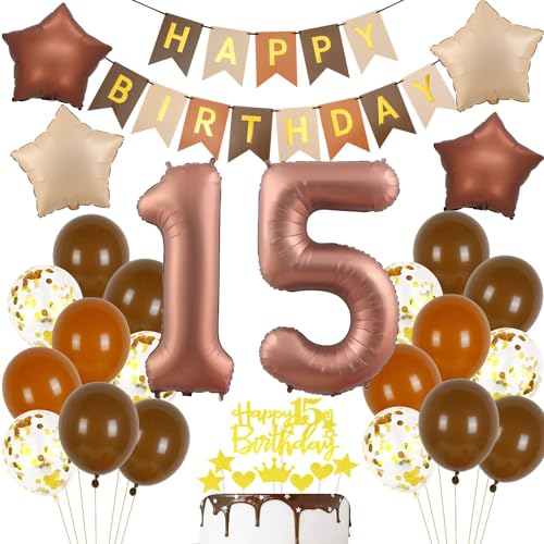 Luftballon 15. Geburtstag Braun, 15 Geburtstag Deko Retro Braune, 15 Jahre Dunkelbraun Partyballon, Deko 15 Geburtstag Boho, 15 Jahre Party Dekoration, 15 Geburtstagsdeko Mädchen Junge Braun Luftballon 15. Geburtstag Braun, 15 Geburtstag Deko Retro Braune, 15 Jahre Dunkelbraun Partyballon, Deko 15 Geburtstag Boho, 15 Jahre Party Dekoration, 15 Geburtstagsdeko Mädchen Junge Braun von Haosell
