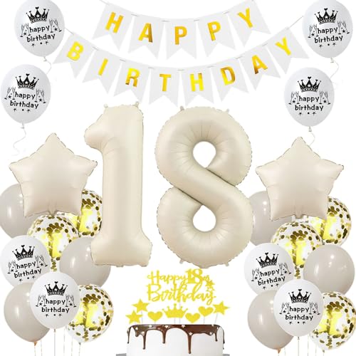 Luftballon 18 Jahr Geburtstag Creme, Deko 18 Geburtstag Mädchen Junge, 18. Geburtstagsdeko Beige Gold, Ballon 18 Geburtstag Deko Beige, Luftballons 18. Dekorationen Beige Gold, 18. Ballon Mädchen Luftballon 18 Jahr Geburtstag Creme, Deko 18 Geburtstag Mädchen Junge, 18. Geburtstagsdeko Beige Gold, Ballon 18 Geburtstag Deko Beige, Luftballons 18. Dekorationen Beige Gold, 18. Ballon Mädchen von Haosell
