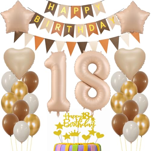 Luftballon 18. Geburtstag Deko,18 Jahr Beige Braun Luftballon, Geburtstagsdeko 18 Jahre Braun Beige, Ballon 18. Geburtstag, Luftballons Zahl 18 für Mädchen Junge, Tortendeko 18 Geburtstag Luftballon 18. Geburtstag Deko,18 Jahr Beige Braun Luftballon, Geburtstagsdeko 18 Jahre Braun Beige, Ballon 18. Geburtstag, Luftballons Zahl 18 für Mädchen Junge, Tortendeko 18 Geburtstag von Haosell