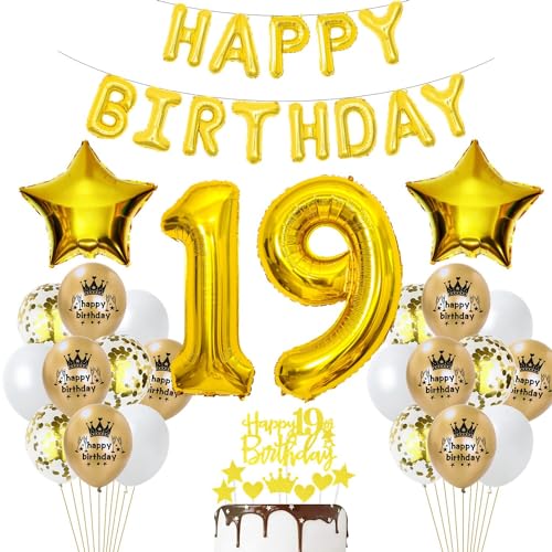 Luftballon 19. Geburtstag Deko Gold 19 Geburtstag Mädchen Gold Deko 19 Junge Mädchen Geburtstagsdeko 19 Jahre Luftballon 19 Jahr Ballons 19 Party Dekorationen von Haosell