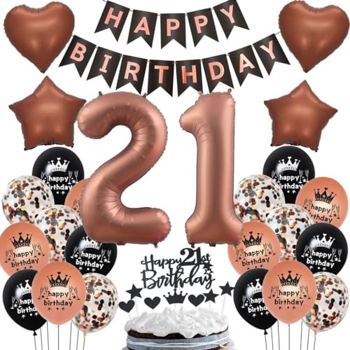 Luftballon 21. Geburtstag Deko, 21 Schokolade Ballons, 21 Geburtstag Deko Dunkelbraun, Geburtstagsdeko 21 Frau Braun, 21. Ballon für Frau Mann, Braun 21. Geburtstag Party Dekoration von Haosell