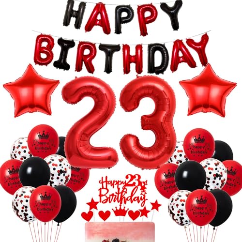 Luftballon 23 Frau Geburtstagsdeko Rot Schwarz 23. Geburtstag Deko Rot 23. Ballons Party Deko Frau 23 Jahre Geburtstagsdeko Rot Schwarz 23. Party Rot Tortendeko 23 Geburtstag von Haosell