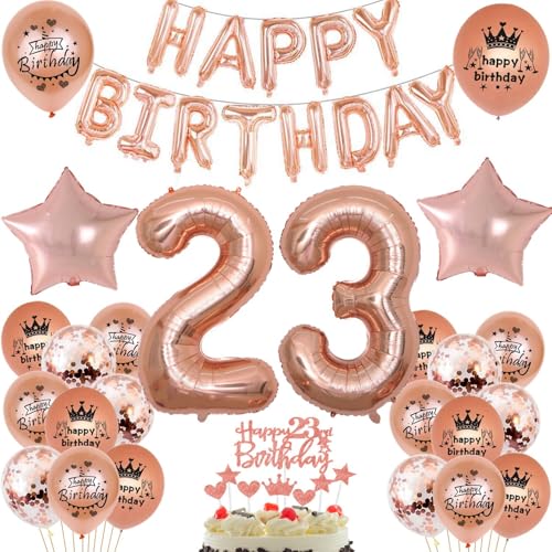 Luftballon 23. Geburtstag frau Rosegold deko Folienballon 23 jahre Geburtstags deko frau Rosegold set happy Birthday 23 Geburtstagsdeko frau Ballon 23 jahre Geburtstag Dekoration Frauen set（23） von Haosell