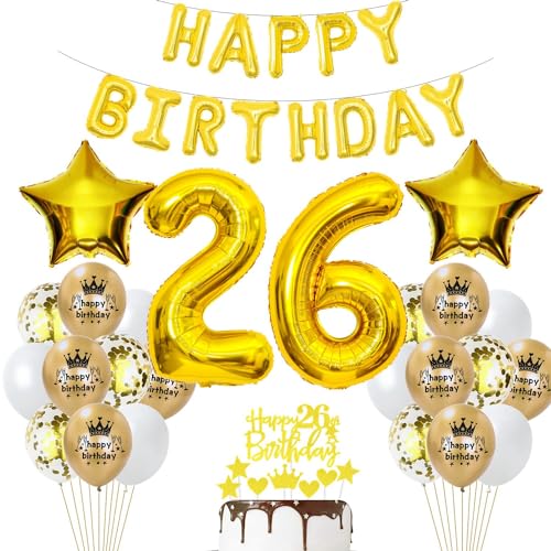 Luftballon 26. Geburtstag Deko Gold 26 Geburtstag Frau Gold Deko 26 Geburtstag Mann Frau Geburtstagsdeko 26 Jahre Luftballon Gold Deko 26 Jahr Geburtstag Gold Ballons 26 Party Dekorationen von Haosell
