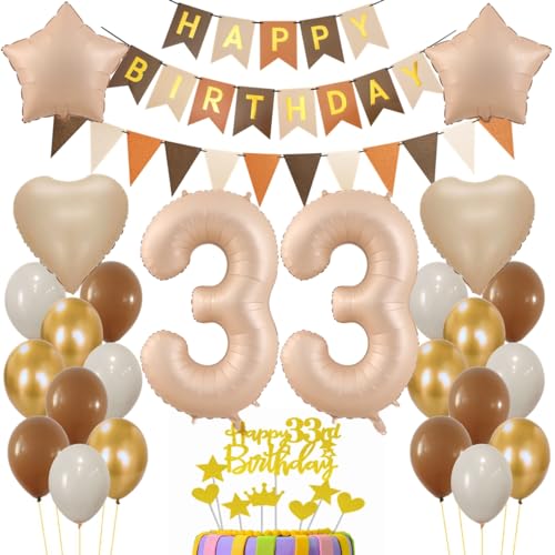 Luftballon 33. Geburtstag Deko, 33 Jahr Beige Braun Luftballon, Geburtstagsdeko 33 Jahre Braun Beige, Ballon 33. Geburtstag Frau Mann, Luftballons Zahl 33 für Frauen Männer, Braun 33. Party Deko Luftballon 33. Geburtstag Deko, 33 Jahr Beige Braun Luftballon, Geburtstagsdeko 33 Jahre Braun Beige, Ballon 33. Geburtstag Frau Mann, Luftballons Zahl 33 für Frauen Männer, Braun 33. Party Deko von Haosell