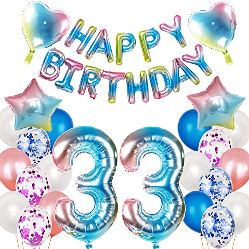 Luftballon 33. Geburtstag Dekoration Set rosa,33 Geburtstag Deko für frau damen Regenbogen,balloon 33.Geburtstagsdeko Folienballon 33 Jahre geburtstag faru Deko Happy Birthday 33th für Frauen（33） von Haosell