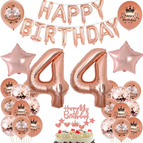 Luftballon 44. Geburtstag frau Rosegold deko Folienballon 44 jahre Geburtstags deko frau Rosegold set happy Birthday 44 Geburtstagsdeko Ballon 44 jahre Geburtstag Dekoration Frauen set（44） von Haosell