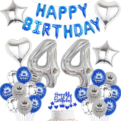 Luftballon 44. Geburtstag mann blau deko Folienballon 44 jahre Geburtstags deko mann männer blau set happy Birthday 44th Geburtstagsdeko 44 mann Ballon 44 jahre Geburtstag mann Dekoration set(44) von Haosell