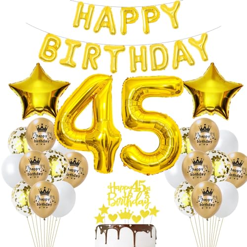 Luftballon 45. Geburtstag Deko Gold 45 Geburtstag Frau Gold Deko 45 Mann Frau Geburtstagsdeko 45 Jahre Luftballon 45 Jahr Ballons 45 Party Dekorationen von Haosell