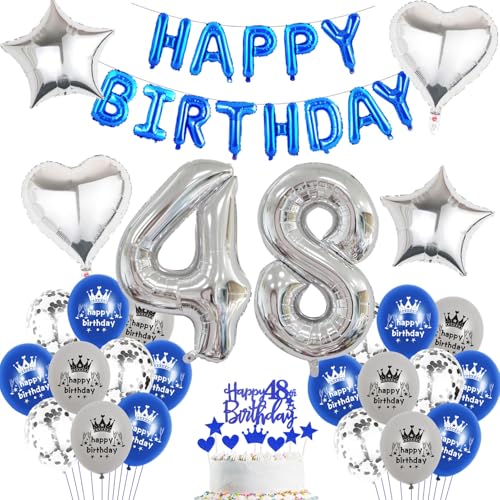Luftballon 48. Geburtstag mann blau deko Folienballon 48 jahre Geburtstags deko mann männer blau set happy Birthday 48th Geburtstagsdeko 48 mann Ballon 48 jahre Geburtstag mann Dekoration set(48) von Haosell