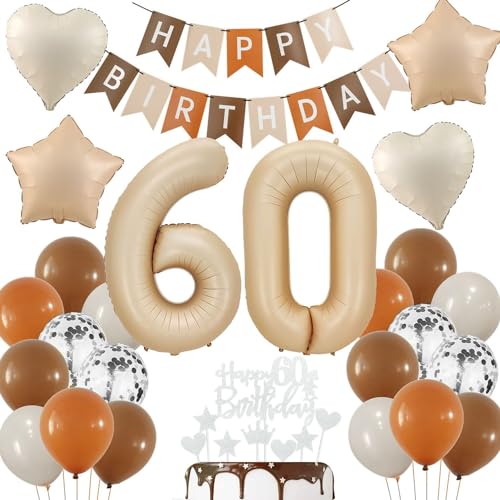 Luftballon 60 Geburtstag Creme, Luftballon 60 Geburtstag Nude, 60 Geburtstag Deko, 60 Geburtstag Frau Mann, Beige 60 Ballon Deko, 60. Geburtstag Dekorationen, Boho 60 Luftballon Beige von Haosell