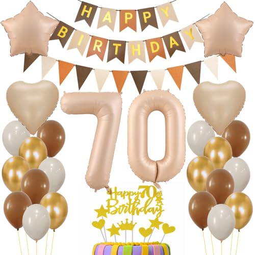 Luftballon 70. Geburtstag Deko, 70 Jahr Beige Braun Luftballon, Geburtstagsdeko 70 Jahre Braun Beige, Ballon 70. Geburtstag Frau Mann, Luftballons Zahl 70 für Frauen Männer, Braun 70. Party Deko von Haosell