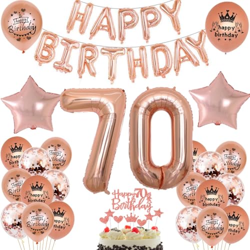 Luftballon 70. Geburtstag frau Rosegold deko Folienballon 70 jahre Geburtstags deko frau Rosegold set happy Birthday 70 Geburtstagsdeko Ballon 70 jahre Geburtstag Dekoration Frauen（70） von Haosell