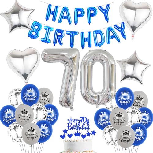Luftballon 70. Geburtstag mann blau deko Folienballon 70 jahre Geburtstags deko mann männer blau set happy Birthday 70th Geburtstagsdeko 70 Ballon 70 jahre Geburtstag Dekoration set(70) von Haosell