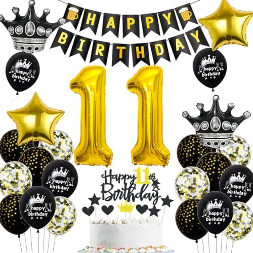Luftballons 11 Jahre Geburtstag Gold Schwarz, 11. Geburtstag Dekoration Gold Schwarz, Junge Mädchen 11. Party Deko, Geburtstagsdeko 11 Jahre, Ballon 11 Junge Mädchen Luftballons 11 Jahre Geburtstag Gold Schwarz, 11. Geburtstag Dekoration Gold Schwarz, Junge Mädchen 11. Party Deko, Geburtstagsdeko 11 Jahre, Ballon 11 Junge Mädchen von Haosell