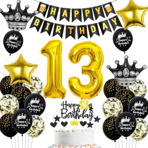 Luftballons 13 Jahre Geburtstag Gold Schwarz, 13. Geburtstag Dekoration Gold Schwarz, Junge Mädchen 13. Party Deko, Geburtstagsdeko 13 Jahre, Ballon 13 Junge Mädchen Luftballons 13 Jahre Geburtstag Gold Schwarz, 13. Geburtstag Dekoration Gold Schwarz, Junge Mädchen 13. Party Deko, Geburtstagsdeko 13 Jahre, Ballon 13 Junge Mädchen von Haosell