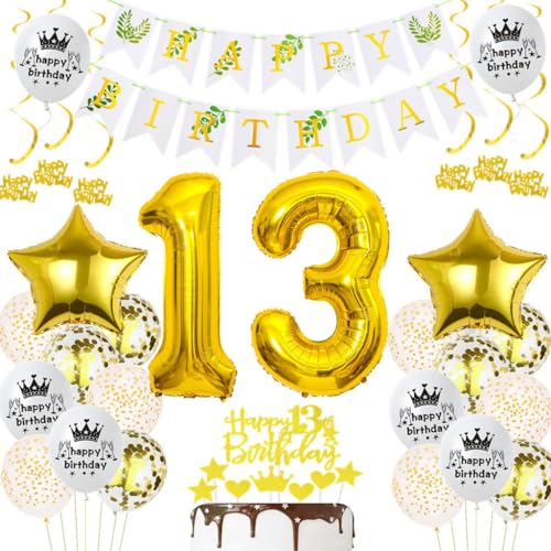 Luftballons 13. Geburtstag Gold, 13 Geburtstag Deko Luftballon Gold, 13 Jahre Geburtstagsdeko Mädchen Junge, 13. Geburtstag Party Deko Mädchen Junge, Ballon 13 Jahre Party Dekorationen Gold Luftballons 13. Geburtstag Gold, 13 Geburtstag Deko Luftballon Gold, 13 Jahre Geburtstagsdeko Mädchen Junge, 13. Geburtstag Party Deko Mädchen Junge, Ballon 13 Jahre Party Dekorationen Gold von Haosell