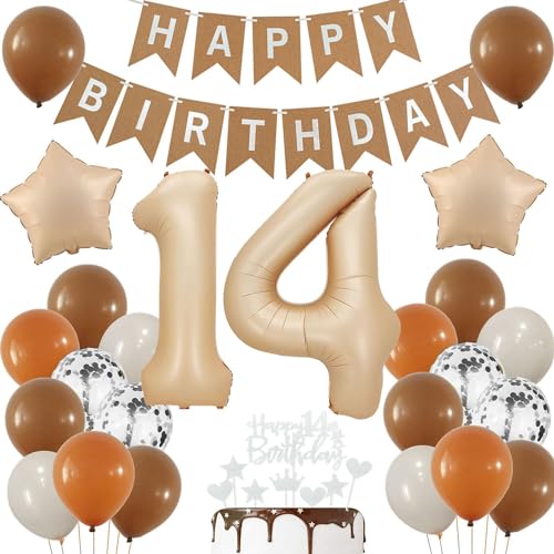 Luftballons 14 Jahre Brau,14 Geburtstag Deko Beige, Deko 14 Geburtstags Mädchen,14 Jahre Geburtstagsdeko Ballon,Boho 14. Luftballon Beige,Party Deko 14 Luftballon, Junge 14. Geburtstag Dekoration Luftballons 14 Jahre Brau,14 Geburtstag Deko Beige, Deko 14 Geburtstags Mädchen,14 Jahre Geburtstagsdeko Ballon,Boho 14. Luftballon Beige,Party Deko 14 Luftballon, Junge 14. Geburtstag Dekoration von Haosell
