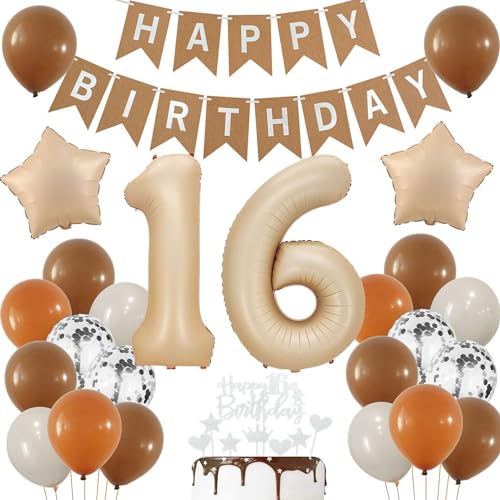 Luftballons 16 Jahre Brau,16 Geburtstag Deko Beige, Deko 16 Geburtstags Mädchen,16 Jahre Geburtstagsdeko Ballon,Boho 16. Luftballon Beige,Party Deko 16 Luftballon, Junge 16. Geburtstag Dekoration Luftballons 16 Jahre Brau,16 Geburtstag Deko Beige, Deko 16 Geburtstags Mädchen,16 Jahre Geburtstagsdeko Ballon,Boho 16. Luftballon Beige,Party Deko 16 Luftballon, Junge 16. Geburtstag Dekoration von Haosell