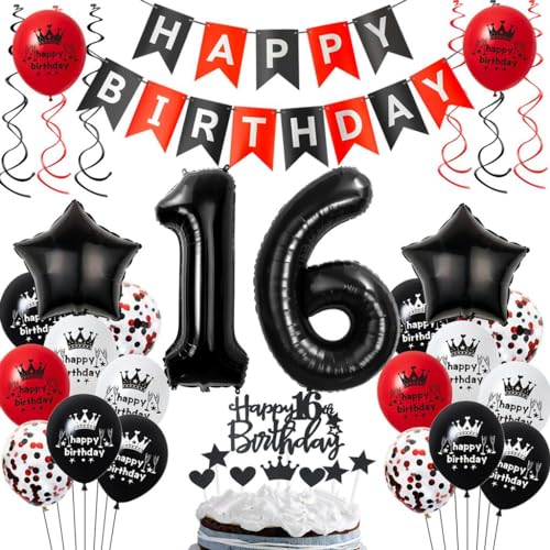 Luftballons 16. Geburtstagsdeko Rot Schwarz, 16 Jahre Schwarz Rot Geburtstag Partydekoration, 16. Luftballons Geburtstag, Ballons 16 Jahre Junge Mädchen, 16. Party Deko Luftballons 16. Geburtstagsdeko Rot Schwarz, 16 Jahre Schwarz Rot Geburtstag Partydekoration, 16. Luftballons Geburtstag, Ballons 16 Jahre Junge Mädchen, 16. Party Deko von Haosell