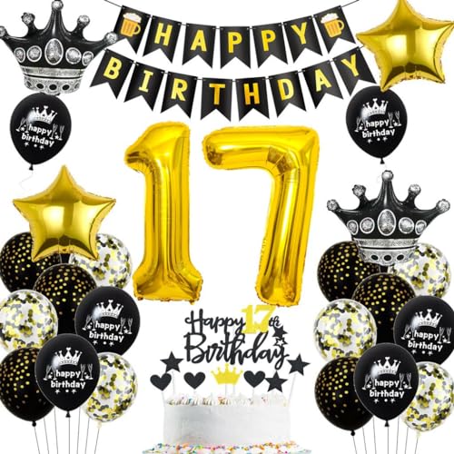 Luftballons 17 Jahre Geburtstag Gold Schwarz, 17. Geburtstag Dekoration Gold Schwarz, Junge Mädchen 17. Party Deko, Gold Schwarz Geburtstagsdeko 17 Jahre, Gold Schwarz Ballon 17 Jahre Junge Mädchen Luftballons 17 Jahre Geburtstag Gold Schwarz, 17. Geburtstag Dekoration Gold Schwarz, Junge Mädchen 17. Party Deko, Gold Schwarz Geburtstagsdeko 17 Jahre, Gold Schwarz Ballon 17 Jahre Junge Mädchen von Haosell