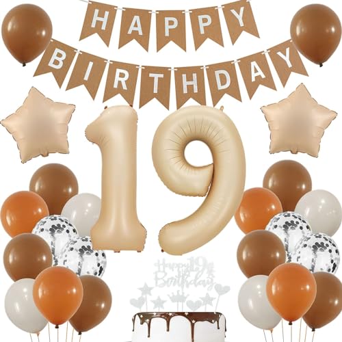 Luftballons 19 Jahre Brau,19 Geburtstag Deko Beige, Deko 19 Geburtstags Mädchen,19 Jahre Geburtstagsdeko Ballon,Boho 19. Luftballon Beige,Party Deko 19 Luftballon, Junge 19. Geburtstag Dekoration Luftballons 19 Jahre Brau,19 Geburtstag Deko Beige, Deko 19 Geburtstags Mädchen,19 Jahre Geburtstagsdeko Ballon,Boho 19. Luftballon Beige,Party Deko 19 Luftballon, Junge 19. Geburtstag Dekoration von Haosell