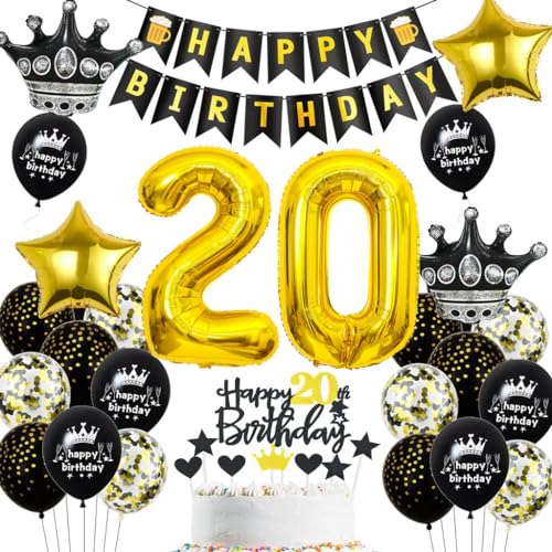 Luftballons 20 Jahre Geburtstag Gold Schwarz, 20. Geburtstag Dekoration Gold Schwarz, Mann Frau 20. Party Deko, Gold Schwarz Geburtstagsdeko 20 Jahre, Gold Schwarz Ballon 20 Jahre Männer Frauen Luftballons 20 Jahre Geburtstag Gold Schwarz, 20. Geburtstag Dekoration Gold Schwarz, Mann Frau 20. Party Deko, Gold Schwarz Geburtstagsdeko 20 Jahre, Gold Schwarz Ballon 20 Jahre Männer Frauen von Haosell
