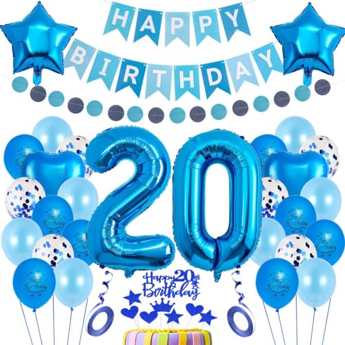 Luftballons 20. Geburtstag Deko Blau,20. Geburtstag Dekoration,Blau Tortendeko Geburtstag 20 Jahre,Mann 20 Geburtstag Deko,Frau Männer Ballon 20. Party Deko, Geburtstagsdeko 20. Mann Frauen Deko Luftballons 20. Geburtstag Deko Blau,20. Geburtstag Dekoration,Blau Tortendeko Geburtstag 20 Jahre,Mann 20 Geburtstag Deko,Frau Männer Ballon 20. Party Deko, Geburtstagsdeko 20. Mann Frauen Deko von Haosell