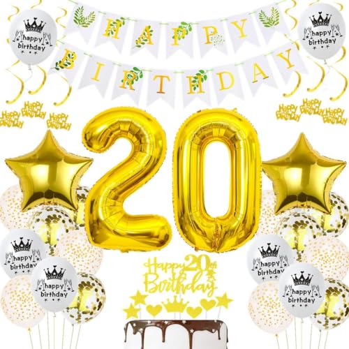 Luftballons 20. Geburtstag Gold, 20 Geburtstag Deko Luftballon Gold, 20 Jahre Geburtstagsdeko Frau Mann, 20. Geburtstag Party Deko Männer Frauen, Ballon 20 Jahre Party Dekorationen Gold Luftballons 20. Geburtstag Gold, 20 Geburtstag Deko Luftballon Gold, 20 Jahre Geburtstagsdeko Frau Mann, 20. Geburtstag Party Deko Männer Frauen, Ballon 20 Jahre Party Dekorationen Gold von Haosell