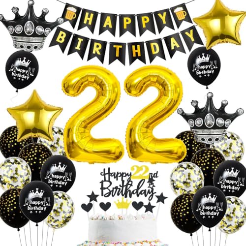 Luftballons 22 Jahre Geburtstag Gold Schwarz, 22. Geburtstag Dekoration Gold Schwarz, Mann Frau 22. Party Deko, Gold Schwarz Geburtstagsdeko 22 Jahre, Gold Schwarz Ballon 22 Jahre Männer Frauen Luftballons 22 Jahre Geburtstag Gold Schwarz, 22. Geburtstag Dekoration Gold Schwarz, Mann Frau 22. Party Deko, Gold Schwarz Geburtstagsdeko 22 Jahre, Gold Schwarz Ballon 22 Jahre Männer Frauen von Haosell
