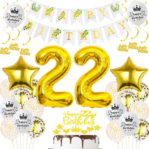 Luftballons 22. Geburtstag Gold, 22 Geburtstag Deko Luftballon Gold, 22 Jahre Geburtstagsdeko Frau Mann, 22. Geburtstag Party Deko Männer Frauen, Ballon 22 Jahre Party Dekorationen Gold Luftballons 22. Geburtstag Gold, 22 Geburtstag Deko Luftballon Gold, 22 Jahre Geburtstagsdeko Frau Mann, 22. Geburtstag Party Deko Männer Frauen, Ballon 22 Jahre Party Dekorationen Gold von Haosell