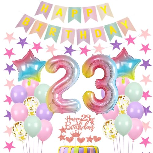 Luftballons 23. Geburtstag Dekoration Rosa - Deko für Frauen 23 Jahre, Regenbogen Luftballon Bunt Luftballons 23. Geburtstag Dekoration Rosa - Deko für Frauen 23 Jahre, Regenbogen Luftballon Bunt von Haosell