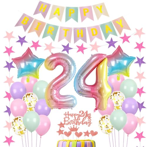 Luftballons 24 Geburtstag Dekoration Frau Rosa, 24.Geburtstag Deko Frau, Geburtstagsdeko Frau 24 Jahre,Frauen 24 Geburtstagsdeko bunt,Luftballon 24. Geburtstag Rosa,Regenbogen Luftballon 24 Jahre Luftballons 24 Geburtstag Dekoration Frau Rosa, 24.Geburtstag Deko Frau, Geburtstagsdeko Frau 24 Jahre,Frauen 24 Geburtstagsdeko bunt,Luftballon 24. Geburtstag Rosa,Regenbogen Luftballon 24 Jahre von Haosell