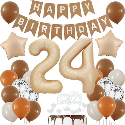 Haosell 24 Jahre Brau, 24. Geburtstag Deko Beige, Boho 24. Luftballon, Mann 24. Geburtstag Dekoration Haosell 24 Jahre Brau, 24. Geburtstag Deko Beige, Boho 24. Luftballon, Mann 24. Geburtstag Dekoration von Haosell