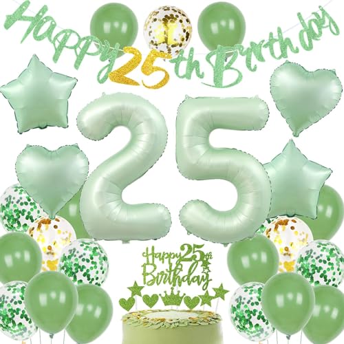 Luftballons 25. Geburtstag Grün - Deko für Mann und Frau - Geburtstagsdekoration Set - Grüne Party Deko Luftballons 25. Geburtstag Grün - Deko für Mann und Frau - Geburtstagsdekoration Set - Grüne Party Deko von Haosell