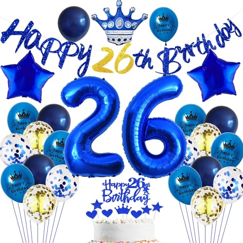 Blau Luftballons 26 Geburtstag Dekoration,26. Geburtstagsdeko Mann,26 Ballon Blau Deko, Luftballon 26. Geburtstag Party Deko,Geburtstagsdeko 26 Jahre Männer von Haosell