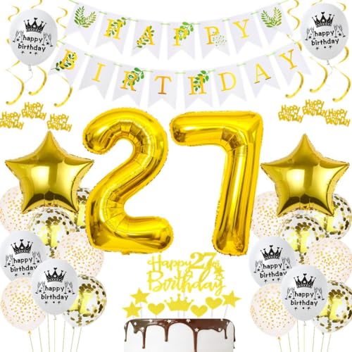 Luftballons 27. Geburtstag Gold, 27 Geburtstag Deko Luftballon Gold, 27 Jahre Geburtstagsdeko Frau Mann, 27. Geburtstag Party Deko Männer Frauen, Ballon 27 Jahre Party Dekorationen Gold Luftballons 27. Geburtstag Gold, 27 Geburtstag Deko Luftballon Gold, 27 Jahre Geburtstagsdeko Frau Mann, 27. Geburtstag Party Deko Männer Frauen, Ballon 27 Jahre Party Dekorationen Gold von Haosell
