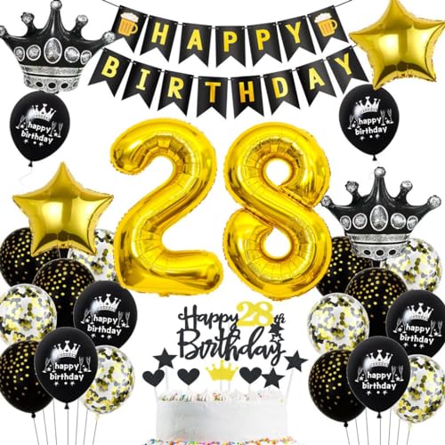 Luftballons 28 Jahre Geburtstag Gold Schwarz, 28. Geburtstag Dekoration Gold Schwarz, Mann Frau 28. Party Deko, Gold Schwarz Geburtstagsdeko 28 Jahre, Gold Schwarz Ballon 28 Jahre Männer Frauen Luftballons 28 Jahre Geburtstag Gold Schwarz, 28. Geburtstag Dekoration Gold Schwarz, Mann Frau 28. Party Deko, Gold Schwarz Geburtstagsdeko 28 Jahre, Gold Schwarz Ballon 28 Jahre Männer Frauen von Haosell