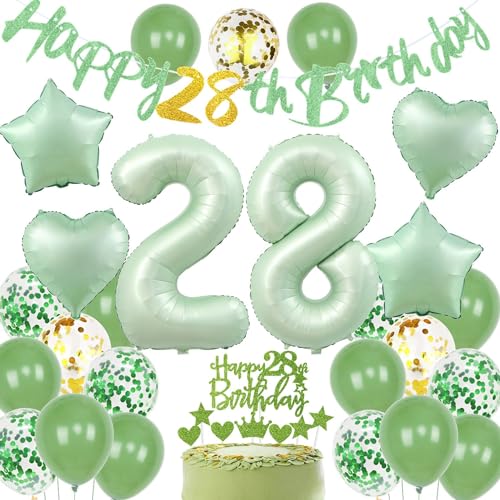 Luftballons: 28. Geburtstag Dekoration für Mann und Frau in Grün - Luftballone - Party Deko Luftballons: 28. Geburtstag Dekoration für Mann und Frau in Grün - Luftballone - Party Deko von Haosell