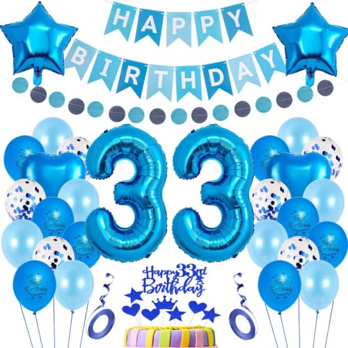 Luftballons 33. Geburtstag Deko Blau,33. Geburtstag Dekoration,Blau Tortendeko Geburtstag 33 Jahre,Mann 33 Geburtstag Deko,Frau Männer Ballon 33. Party Deko, Geburtstagsdeko 33. Mann Frauen Deko Luftballons 33. Geburtstag Deko Blau,33. Geburtstag Dekoration,Blau Tortendeko Geburtstag 33 Jahre,Mann 33 Geburtstag Deko,Frau Männer Ballon 33. Party Deko, Geburtstagsdeko 33. Mann Frauen Deko von Haosell