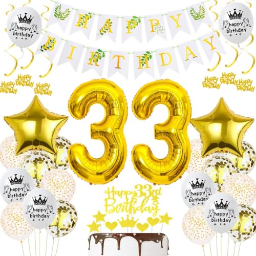 Luftballons 33. Geburtstag Gold, 33 Geburtstag Deko Luftballon Gold, 33 Jahre Geburtstagsdeko Frau Mann, 33. Party Deko Männer Frauen, Ballon 33 Jahre Party Dekorationen Luftballons 33. Geburtstag Gold, 33 Geburtstag Deko Luftballon Gold, 33 Jahre Geburtstagsdeko Frau Mann, 33. Party Deko Männer Frauen, Ballon 33 Jahre Party Dekorationen von Haosell