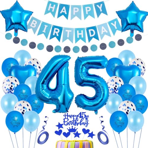 Luftballons 45. Geburtstag Deko Blau,45. Geburtstag Dekoration,Blau Tortendeko Geburtstag 45 Jahre,Mann 45 Geburtstag Deko,Frau Männer Ballon 45. Party Deko, Geburtstagsdeko 45. Mann Frauen Deko Luftballons 45. Geburtstag Deko Blau,45. Geburtstag Dekoration,Blau Tortendeko Geburtstag 45 Jahre,Mann 45 Geburtstag Deko,Frau Männer Ballon 45. Party Deko, Geburtstagsdeko 45. Mann Frauen Deko von Haosell