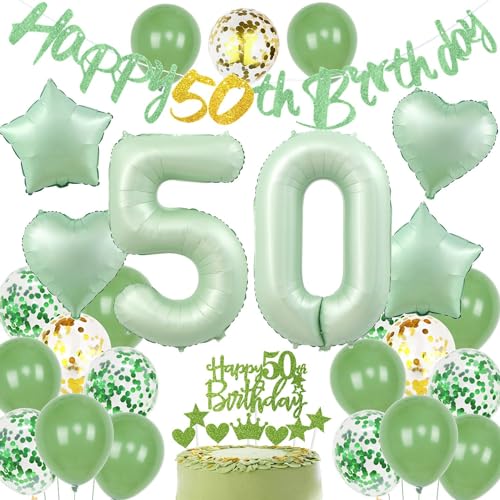 Luftballons 50. Geburtstag Grün - Deko für Mann und Frau - Party Dekoration Set Luftballons 50. Geburtstag Grün - Deko für Mann und Frau - Party Dekoration Set von Haosell