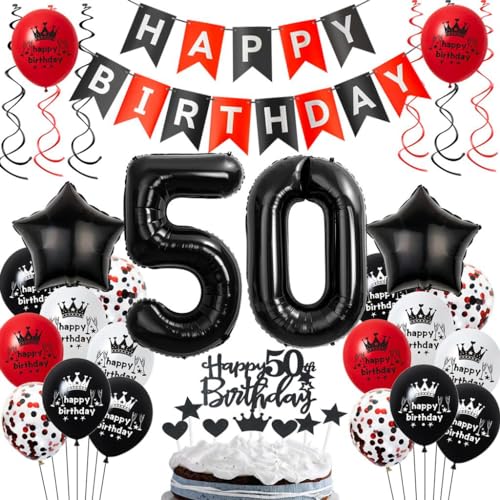 Luftballons 50. Geburtstagsdeko - Schwarz Rot Partydekoration, 50 Jahre Mann Frau, 50. Geburtstag Party Deko Luftballons 50. Geburtstagsdeko - Schwarz Rot Partydekoration, 50 Jahre Mann Frau, 50. Geburtstag Party Deko von Haosell